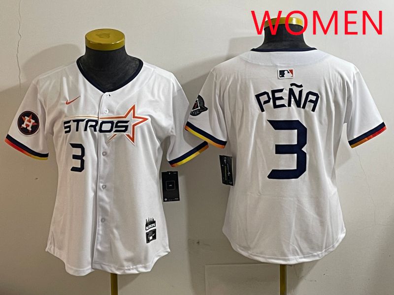 Women Houston Astros #3 Pena White three generations Joint Name Nike 2025 MLB Jersey style 5